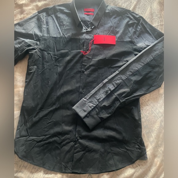 Hugo Boss Erhart Two Tone Shirt Sz L - Picture 3 of 10